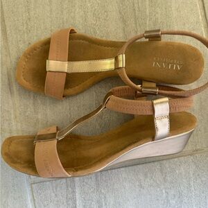 Alfani Tan Leather Wedge Sandals